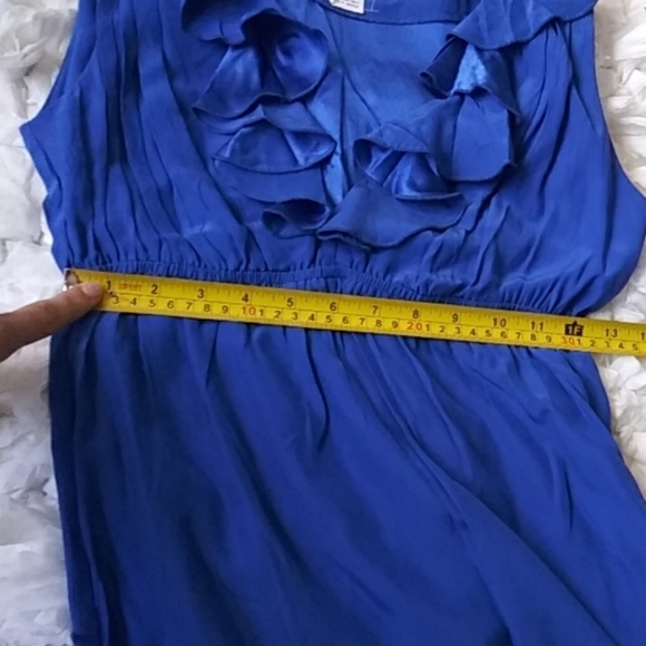 Amanda Uprichard Royal Blue Midi Dress ruffles 100% silk classic party size Smal - Picture 7 of 8